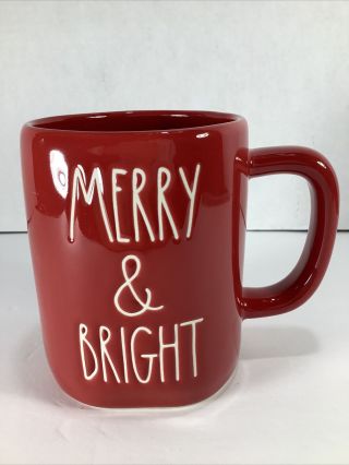 Rae Dunn By Magenta “merry & Bright " Red Holiday Mug - 18 Oz
