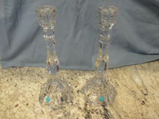 Set Of Tiffany And Company Hampton Tall Crystal Candle Holders