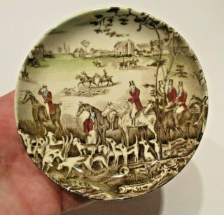 Antique Fox Hunt Hunting Butter Plate Or Coaster Johnson Brothers - Tally Ho 1