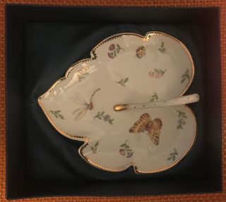 Vintage I.  Godinger & Co.  9778,  Porcelain Primavera 8” Leaf Shaped Tray.
