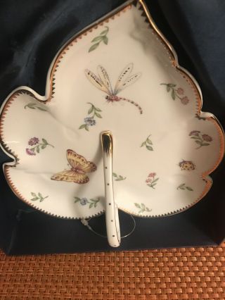 Vintage I.  Godinger & Co.  9778,  Porcelain Primavera 8” Leaf Shaped Tray. 2