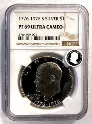 1776 - 1976 S Silver $1 Eisenhauer - Ngc Pf 69 Ultra Cameo