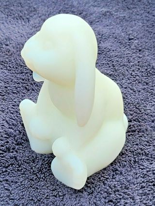 Vintage Fenton Art Glass Solid White Satin Frosted Bunny Rabbit