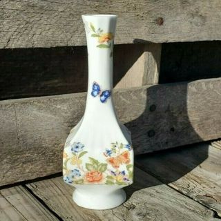 Aynsley Cottage Garden Bone China Vase With Flowers And Butterflies