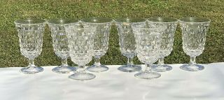 Set Of 8 - Vintage Fostoria American 5 1/2 " 9oz Low Water Goblet Glasses