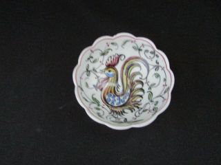 Anfora Agueda Small Hand Painted Trinket Dish With Rooster Or Bird