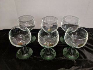 Roemer Luminarc Cristal Verresie D ' Arques Bee Hive Green Stem Wine Glasses 6 Pc. 3