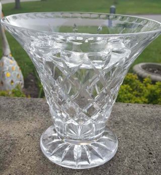 Vintage Webb Corbett England Crystal Vase Diamond Cut Pattern With Crystal Frog