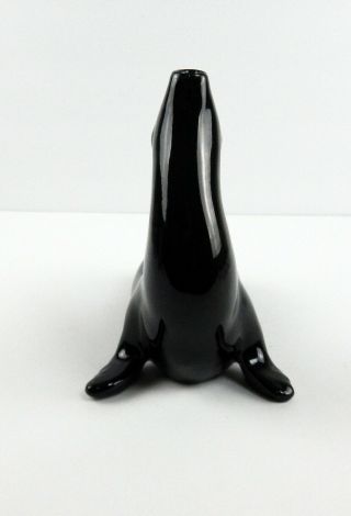 Camark Pottery Vintage Ceramic Black Seal Figurine Fish Bowl Stand 2