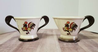 Vintage Metlox Poppytrail Red Rooster Sugar Bowl & Cream Pitcher Made In Ca