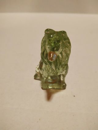 Vintage Mosser Green Carnival Glass Collie Dog Figurine Paper Weight