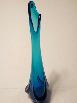 Vintage Viking Glass Bluenique 14 " Drape Swung Vase