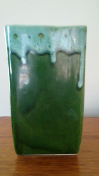 Vintage UPCO USA Ungemach Pottery Green Drip Glazed Tall Planter 036 2
