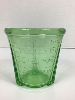 Vintage Uranium Depression Green Glass 2 Cup 1 Pint Measuring Cup Vidrio Chicago