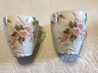 Set Of 2 Vintage Bavarian Porcelain Hand Pinted Tea Coffee Small Cup
