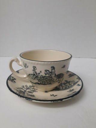 Wood & Sons Fine Table Ware Porcelain Tea Cup And Saucer Toile De Joile Noir