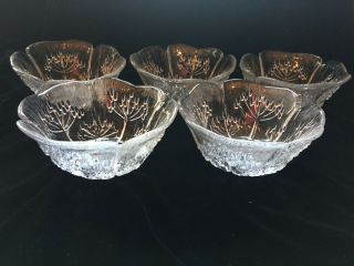 Dansk Floriform Individual Salad/desert Glass Bowls Set Of 5