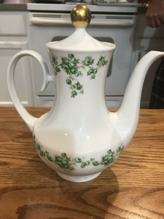 Vintage Seltmann Weiden Bavaria W.  Germany Green Floral Teapot Tea Pot