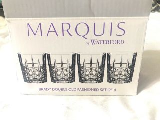 Marquis By Waterford Brady Double Old Fashioned Glasses Crystal Set 3,  1 Chipped