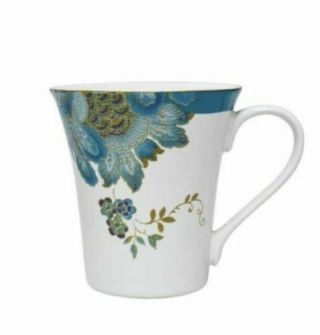 222 Fifth Eliza Teal Floral Porcelain Coffee Tea Cup Mug