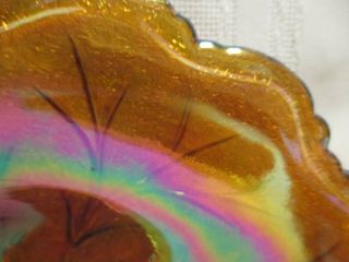 Indiana Amber Glass Plates Carnival Pebble Leaf 10 " Iridescent Set Of 4