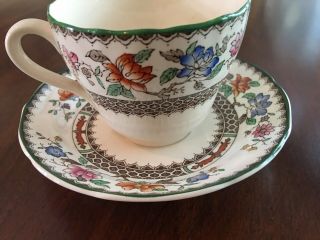 Antique Copeland Spode Chinese Rose 629599 Green Trim Tea Cup