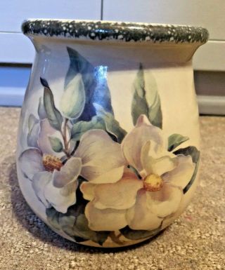 Home And Garden Party Pottery - Magnolia Spoon Jar - 5 3/4 "