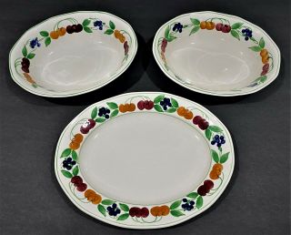 Royal Tudor Ware Two Serving Bowls & Platter Cherries And Blueberries