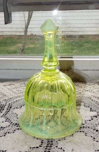 Fenton Glass Bell Yellow Topaz Sydenham Vaseline Opalescent 1976