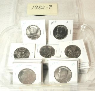 1 Roll Of 20 Coins 1982 P Au/bu Kennedy Halves Some 1982 With No Fg Polish Die