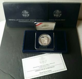 1997 P Proof $1 National Law Enforcement Memorial Commemorative Silver Dollar