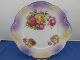 Vintage Made In Germany 10 " Serving Plate With Handles Roses