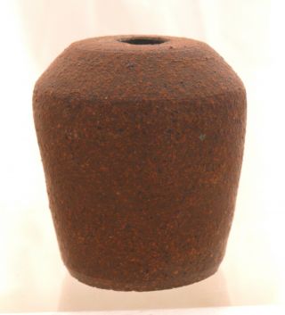 Red - Brown Sand Glazed Studio Art Pottery Mcm Weed Pot Or Bud Vase.  Rich K 