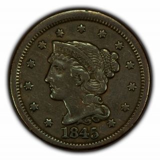 1845 1c Braided Hair Large Cent - High - Grade Coin - Sku - Y2729