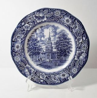 2 Staffordshire Liberty Blue 10 " Dinner Plates Independence Hall