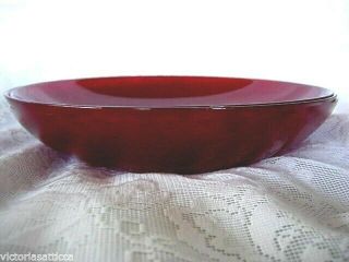 Collectible Vintage Large Ruby Red Stained Glass Round Pasta / Serving Bowl