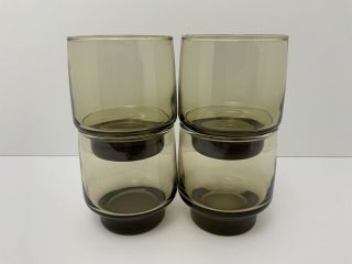 Vintage Libbey Rocks Glasses Tawney Accent Set Of 4 Tumblers Mcm Made In The Usa