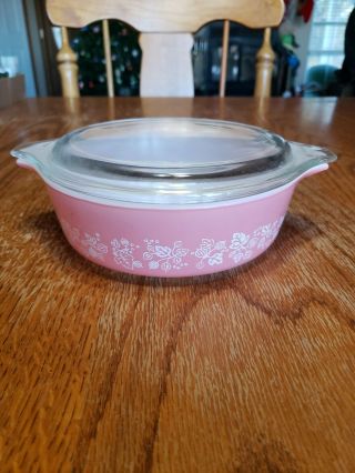Vintage Pyrex Pink Gooseberry 471 Casserole With Lid