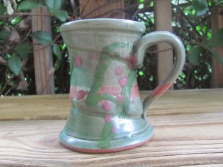 Stoneware Pottery 4 " Coffee Mug Splatter Spiral Unknown Artist