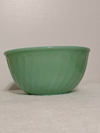 Vintage Fire King Jadeite Swirl Mixing Serving Bowl Green Milk Glass 9 " Diameter