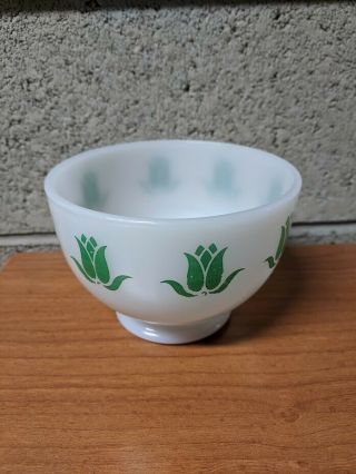 Vintage Fire King Cottage Cheese Bowl Dish Green Tulip