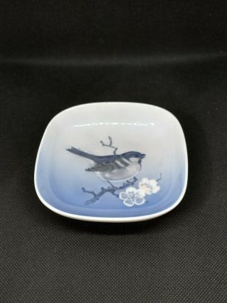 Royal Copenhagen Denmark Porcelain Small Bird Plate 4 " Square Decor
