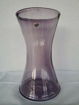 Vintage Mid - Century Blenko Glass Purple/amethyst Hourglass Vase