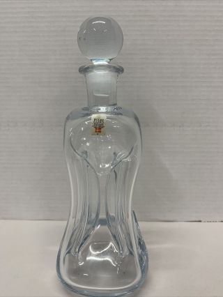Vtg Clear Pinched Glass Holmegaard Bang Decanter Kluk Kluk Style W Stopper 10.  5”