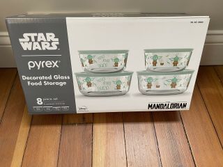 Pyrex Disney Star Wars The Child Baby Yoda 8 Piece Glass Food Storage Set