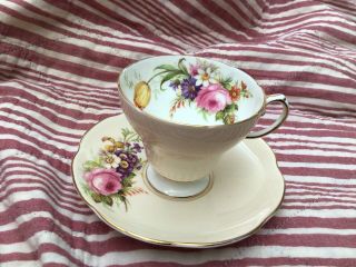 Teacup,  Cup & Saucer: Eb Foley Bone China Since 1850 Pink Roses
