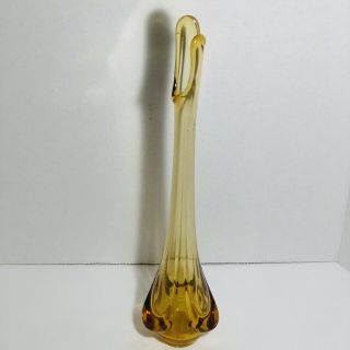 Vintage Viking Amber Glass Swung Bud Vase Mid Century Modern 16 " Tall