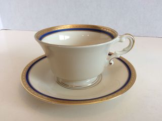 Syracuse China Old Ivory Wayne Cobalt Blue Gold Coffee Tea Cup And Saucer