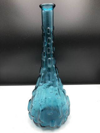 Vintage 1960/70s Italian Kingfisher Blue Bubble Hobnail Art Glass Vase