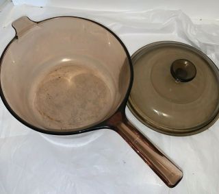 Vintage Visions Corning Ware 2.  5l Amber Saucepan Pot With Lid Pre - Owned